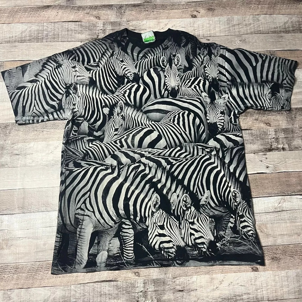 Zebra Shirt XL AOP All Over Print Radical Nature Wildlife Animal Print Herd‎